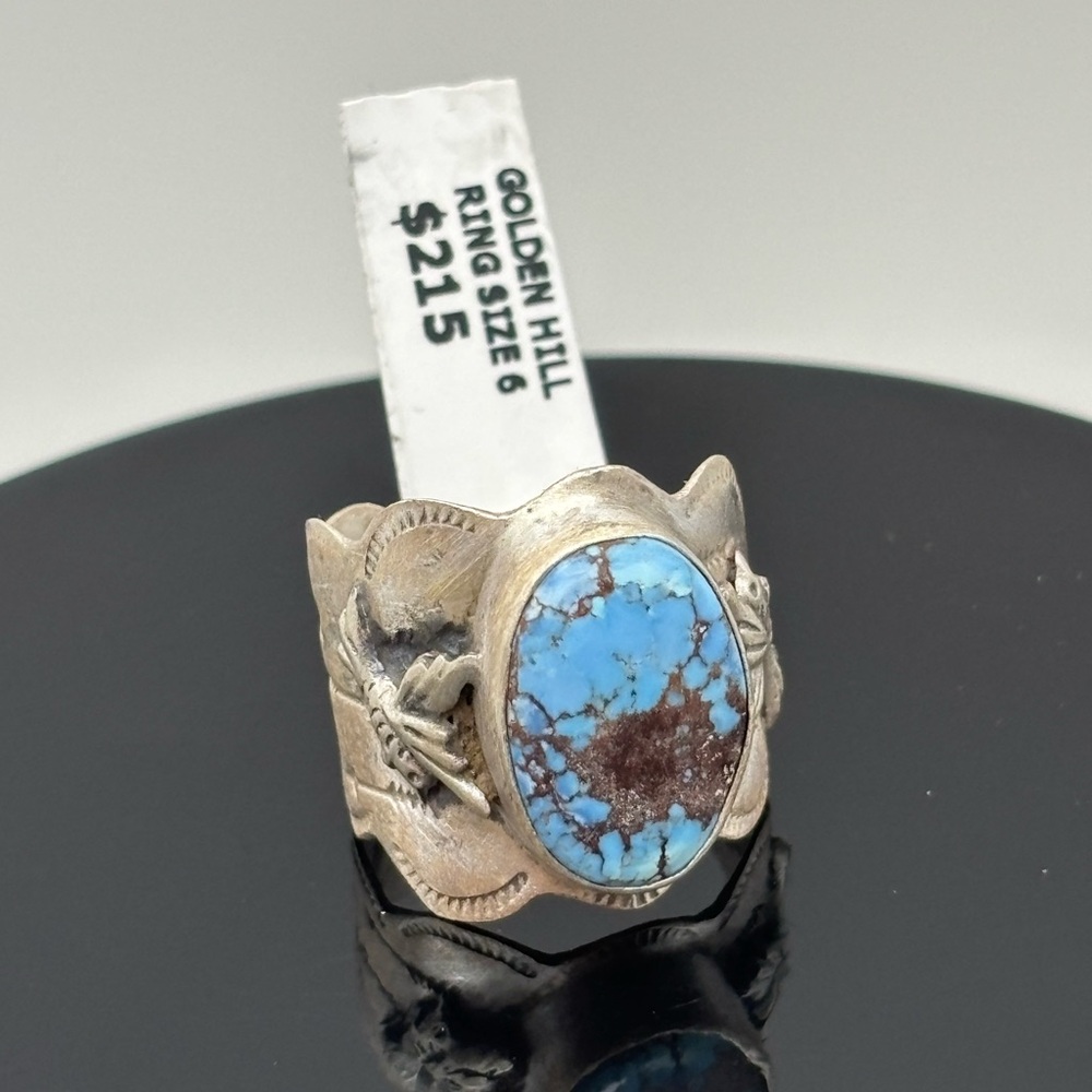Handcrafted sterling Silver golden hills stone Ring